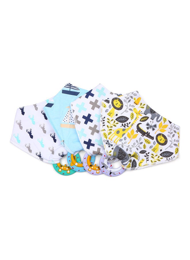 4 Piece Baby Bandana Drool Bibs And Teething Toys - Image 1