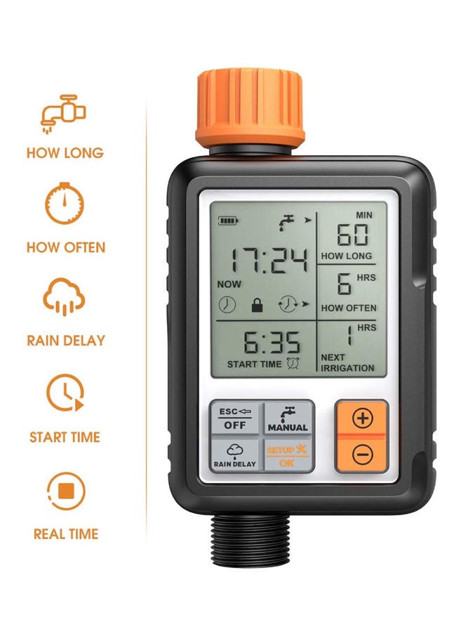 Arabest LCD Screen Electronic Automatic Water Timer Sprinkler Tool Black/Orange 16cm  - Image 1