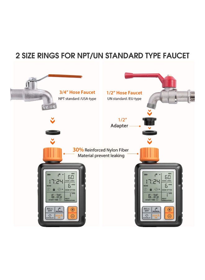 Arabest LCD Screen Electronic Automatic Water Timer Sprinkler Tool Black/Orange 16cm  - Image 3