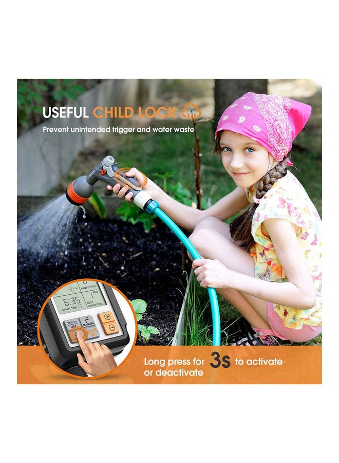 LCD Screen Electronic Automatic Water Timer Sprinkler Tool Black/Orange 16cm
