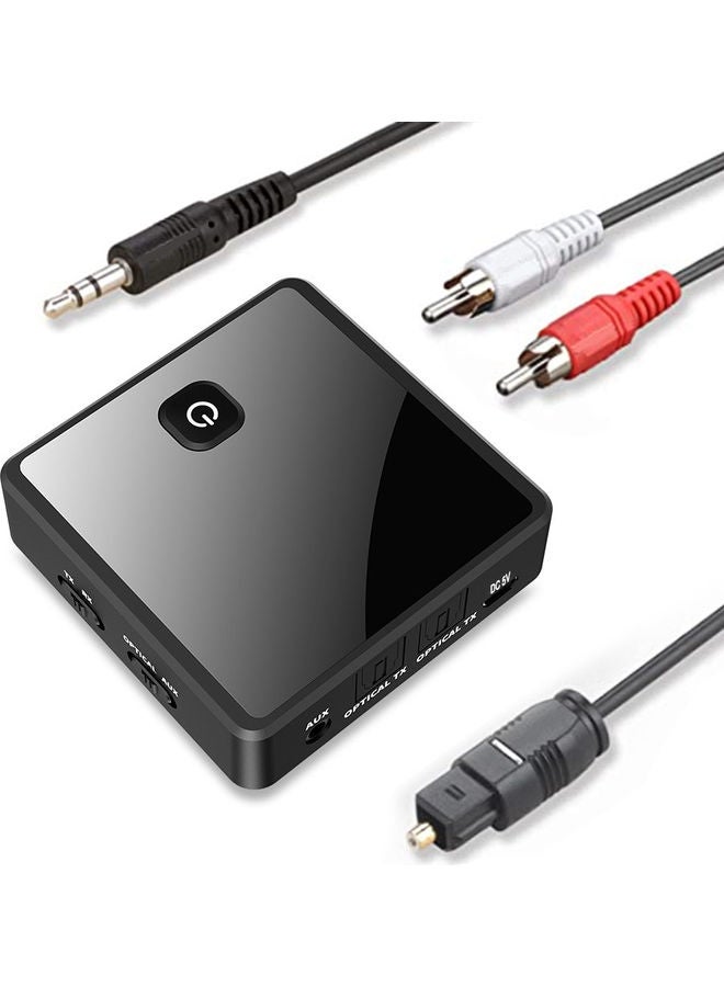 Fiber Optic 2-in-1 BT 5.0 Wireless Audio Adapter Black - Image 1