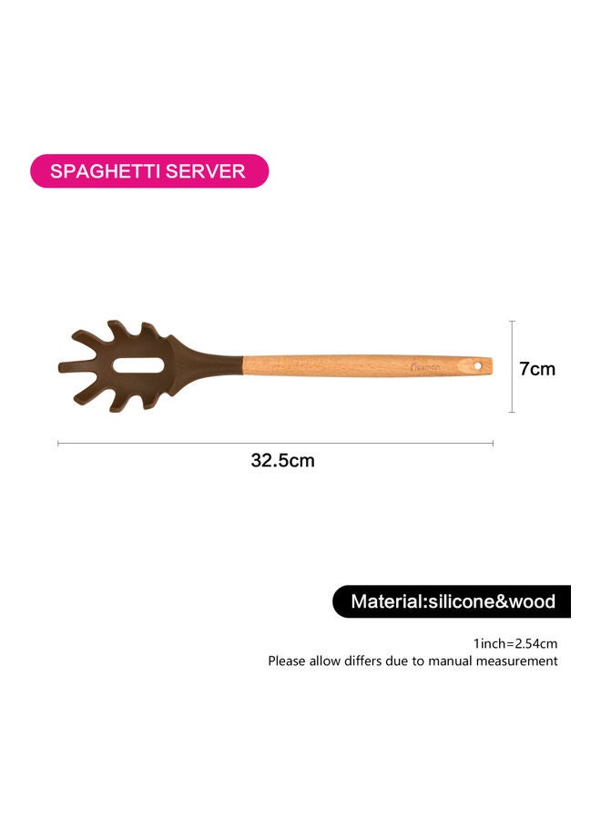 Fissman - Chefs Tools Silicone Spaghetti Server With Wooden Handle Brown 32.5cm - Image 1