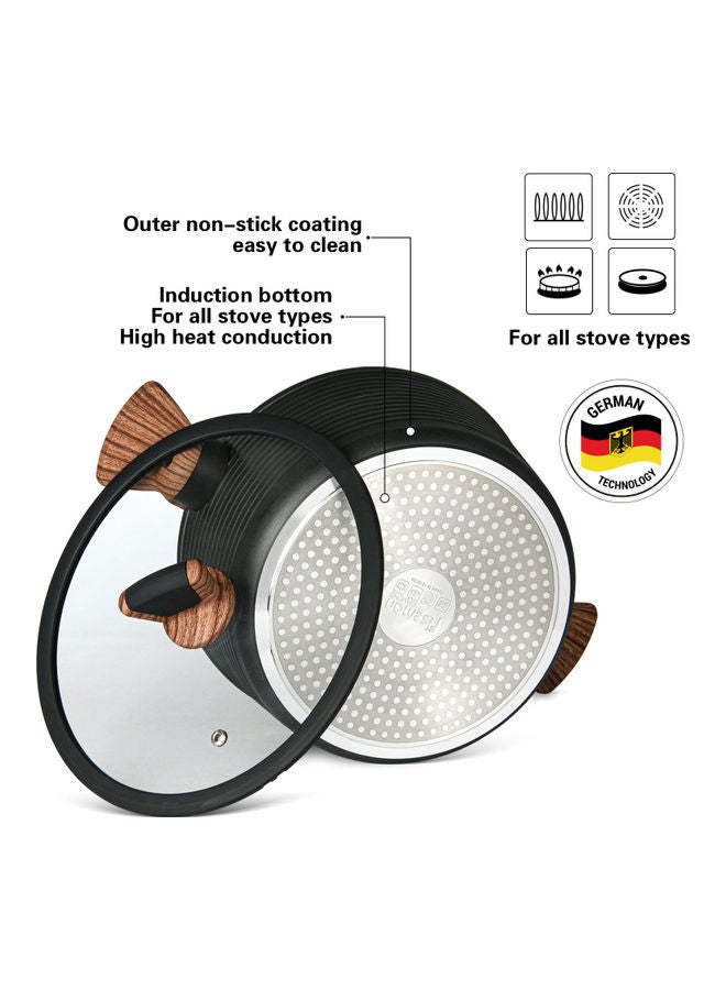 فيسمان إناء من الألومنيوم بطبقة غير لاصقة مع غطاء زجاجي رمادي ماسي/ شفاف 24x12سم - Image 4