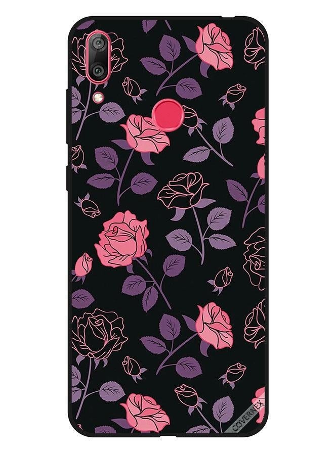 Covernex Huawei Y7 Prime 2019 Protective Case Cover Printed Featuring Pink And Purple Flowers DESIGN_0221 - Image 1