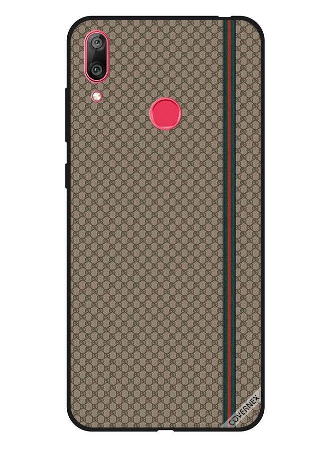 Covernex Protective Case Cover For Huawei Y7 Prime 2019 Red  and  Green Strips On Brown Pattern - Image 1