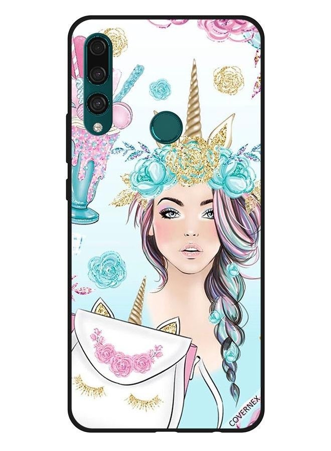 Covernex Huawei Y9 Prime 2019 Protective Case Cover Printed Featuring Eyelashes On Bag & Unicorn Girl DESIGN_0103 - Image 1