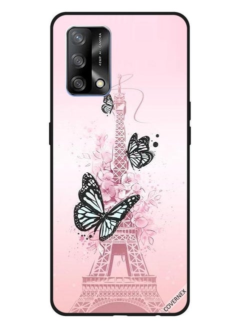 Protective Case Cover for OPPO A74/F19 4G Black Butterflies On Effiel Tower