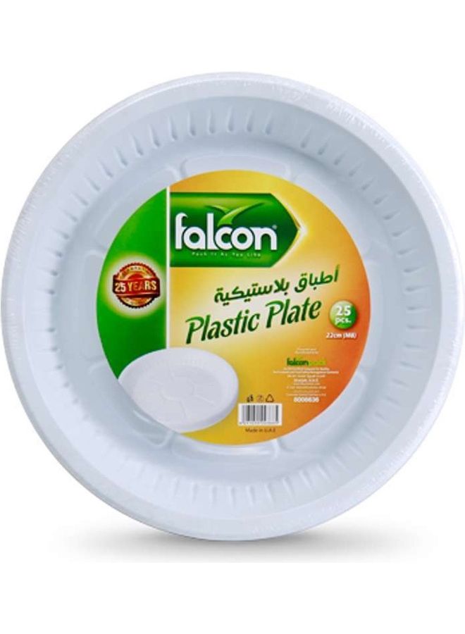 Falcon 25-Piece Disposable Plastic Plates White 18cm - Image 2