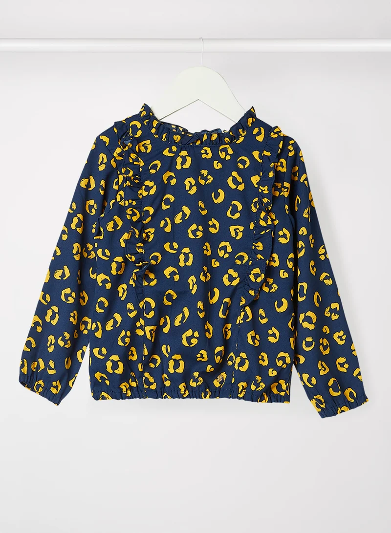 koko noko Kids/Teen Leopard Print Blouse Navy