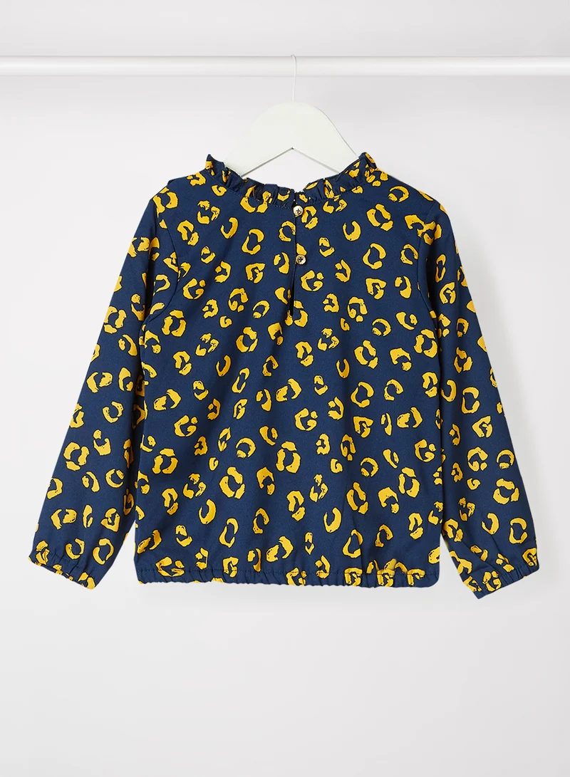 koko noko Kids/Teen Leopard Print Blouse Navy