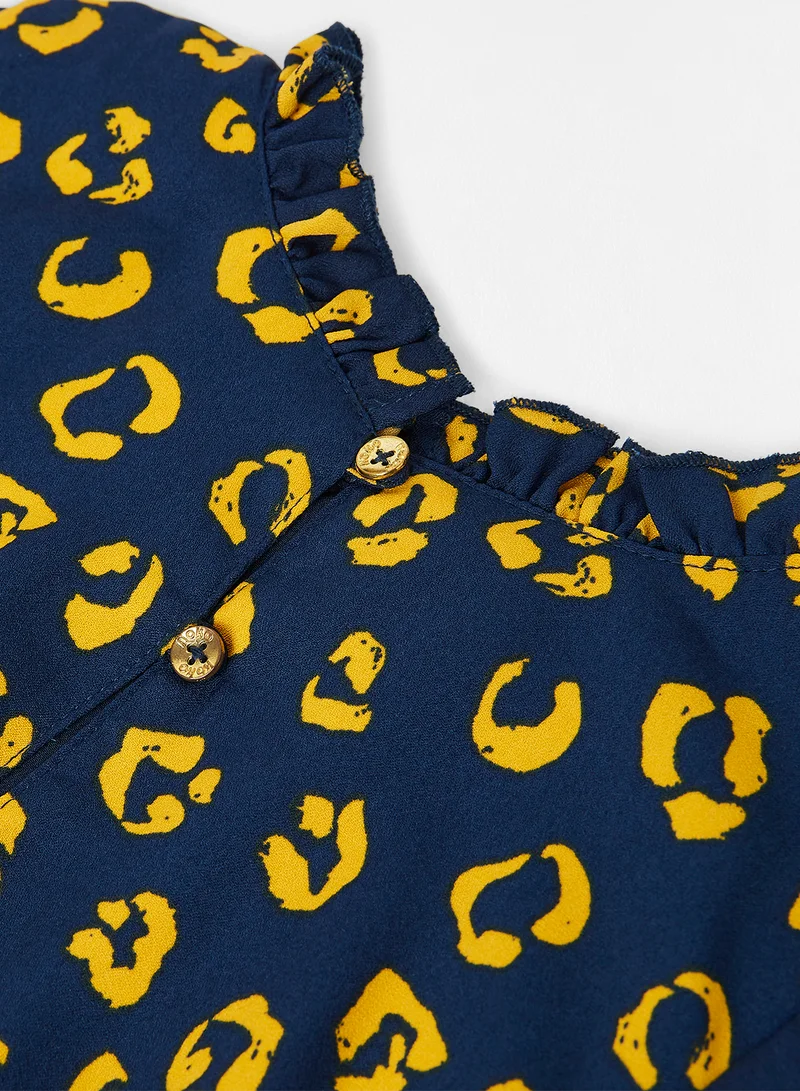 koko noko Kids/Teen Leopard Print Blouse Navy