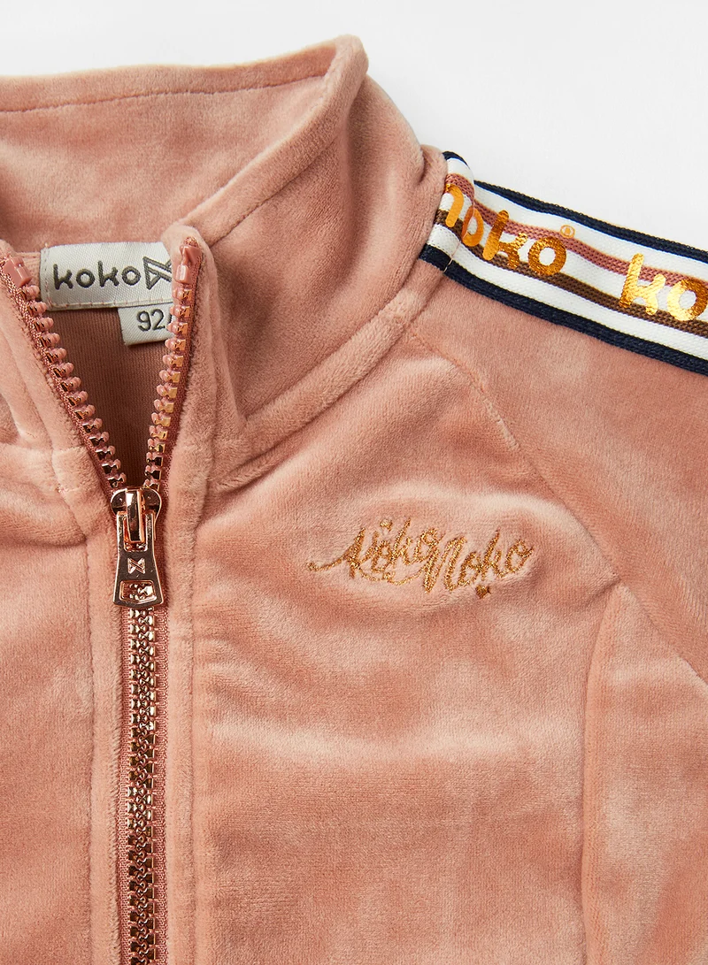 koko noko Girls Tape Zip Through Jacket Dusty Pink