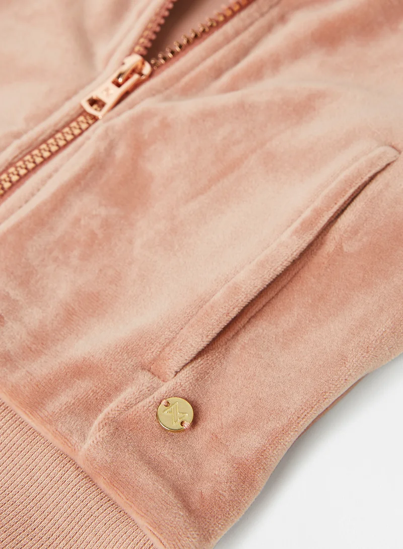 koko noko Girls Tape Zip Through Jacket Dusty Pink