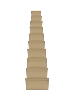 كريتيف طقم صناديق هدايا مع أغطية مكون من 10 قطع بني  - Image 1