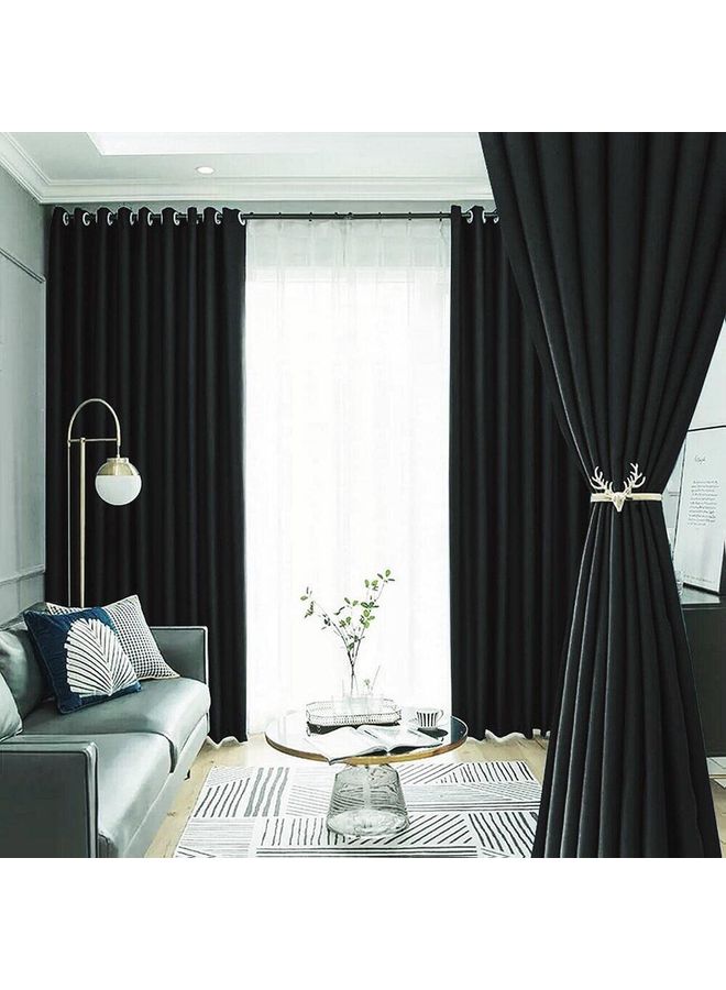 المنزل الذهبي ستائر تعتيم لغرفة النوم أسود 150x270سم  - Image 1