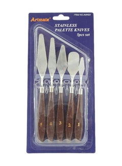 5-Pack Palette Knives Painting Tool Natural Silver/Brown - v1630048150/N49908269A_1