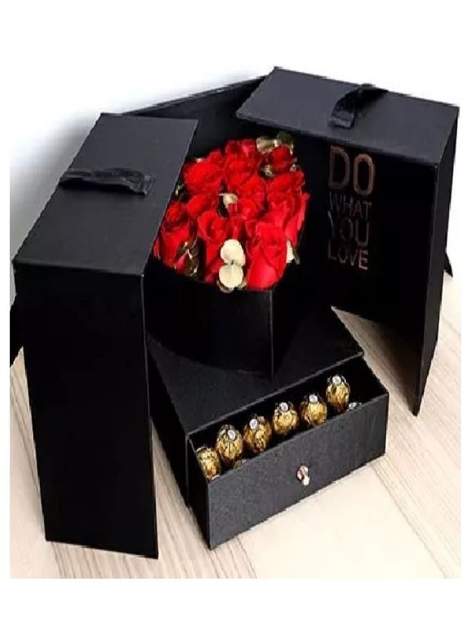 Creative - Luxurious Roses Heart Shape Decorative Gift Box Black - Image 1