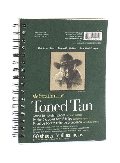 50-Sheet Toned Tan Sketch Pad Perforated 118 Gsm Brown