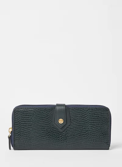 Hidesign Textured Zip-Around Wallet Blue