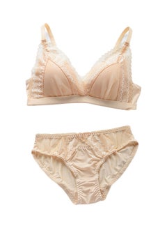 Lace Trim Lingerie Set Beige