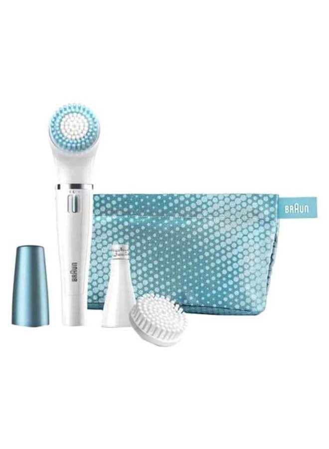 BRAUN 2-In-1 FaceSpa Cleansing Brush And Facial Epilator Set White/Blue - Image 1