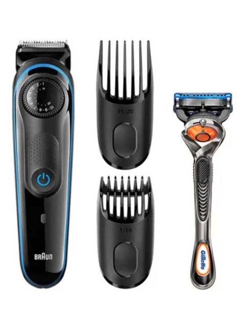 Beard Trimmer With Manual Razor Kit Black/Blue/Orange