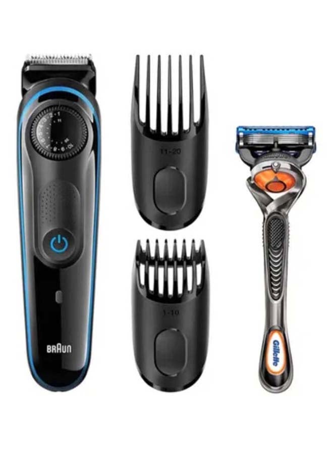 Beard Trimmer With Manual Razor Kit Black/Blue/Orange