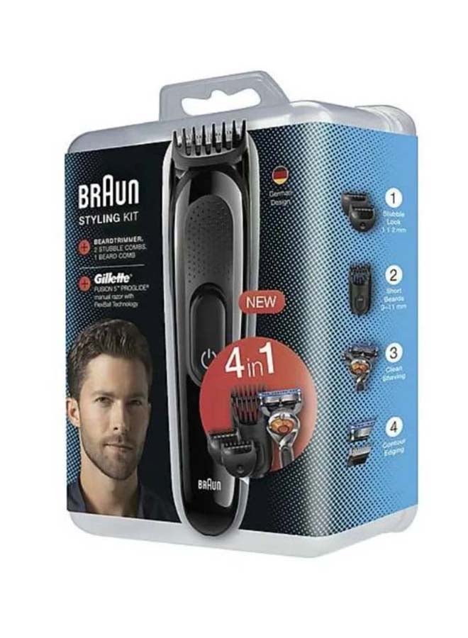 براون ماكينة تشذيب كهربائية لتصفيفٍ دقيق 4 في 1 أسود