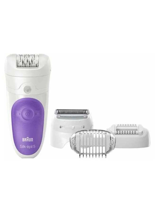 BRAUN - Silk Epil 5 Wet And Dry Cordless Epilator With Attachment Set White/Purple - Image 1