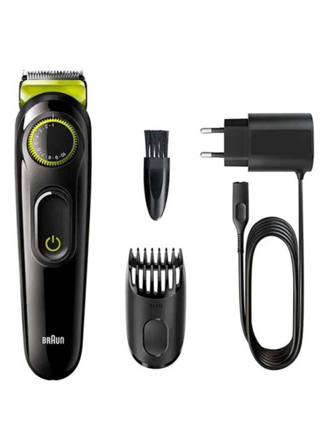 BRAUN - Beard Trimmer BT3221 With Precision Dial And Comb Black/Volt Green - Image 1