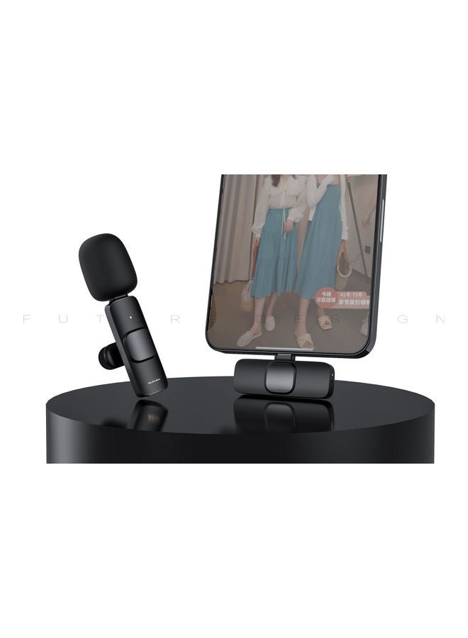 ACHAS - Wireless Lavalier Microphone, Plug-Play, No App Needed, Suitable for Lightning and Type C Interface Mobile Phones Black - Image 1