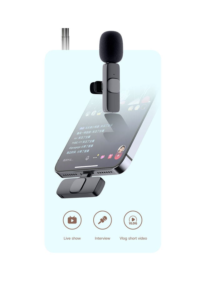 ACHAS - Wireless Lavalier Microphone, Plug-Play, No App Needed, Suitable for Lightning and Type C Interface Mobile Phones Black - Image 1
