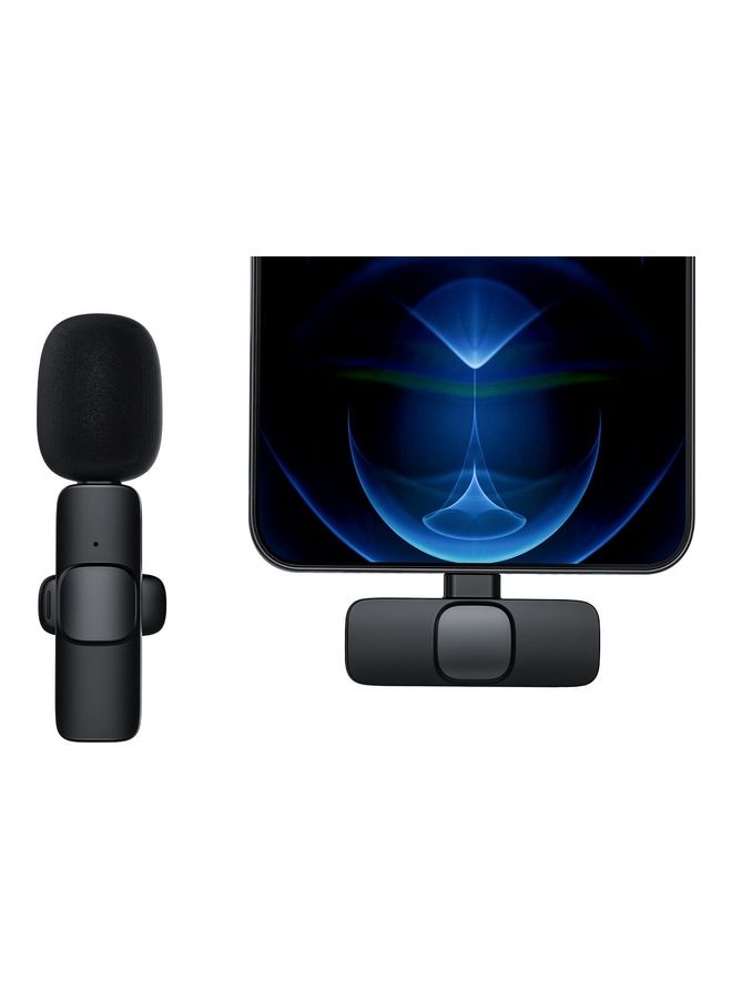 ACHAS Wireless Lavalier Microphone, Plug-Play, No App Needed, Suitable for Lightning and Type C Interface Mobile Phones Black - Image 1