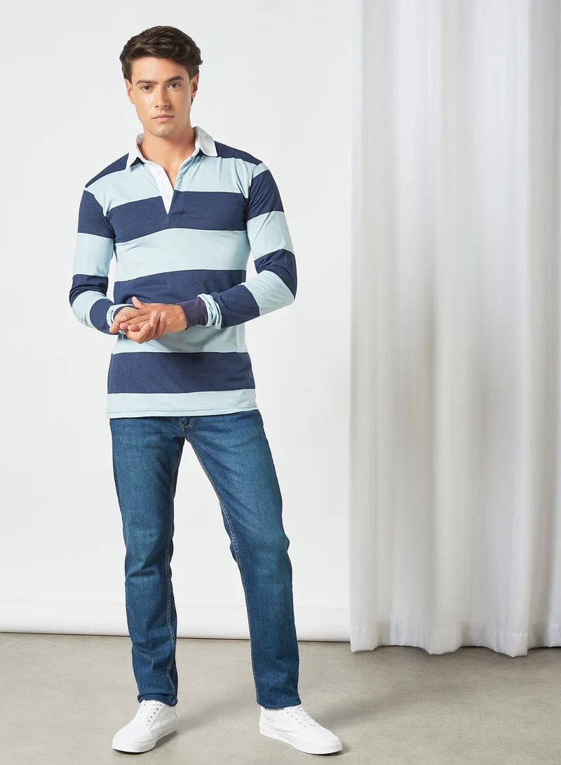 STATE 8 Striped Polo T-Shirt