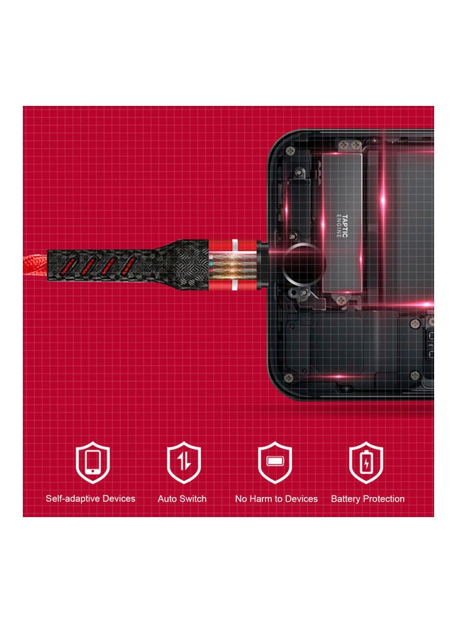 كابل شحن 3 في 1 مزود بمنفذ USB، وشاحن متعدد Type C، ووصلة مايكرو USB. أحمر - Image 2