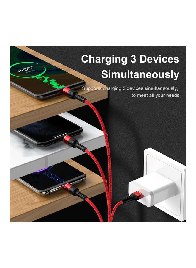 3-IN-1 USB Charging Cable Multi Charger Line Type C Micro USB Connector Silver - Image 2