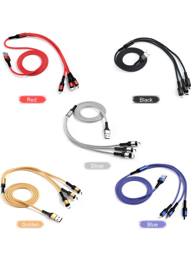 3-IN-1 USB Charging Cable Multi Charger Line Type C Micro USB Connector Silver - Image 3