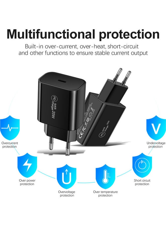 محول شاحن سريع بقدرة 20 وات. أسود - Image 4