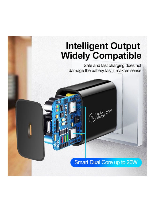 محول شاحن سريع بقدرة 20 وات. أسود - Image 5