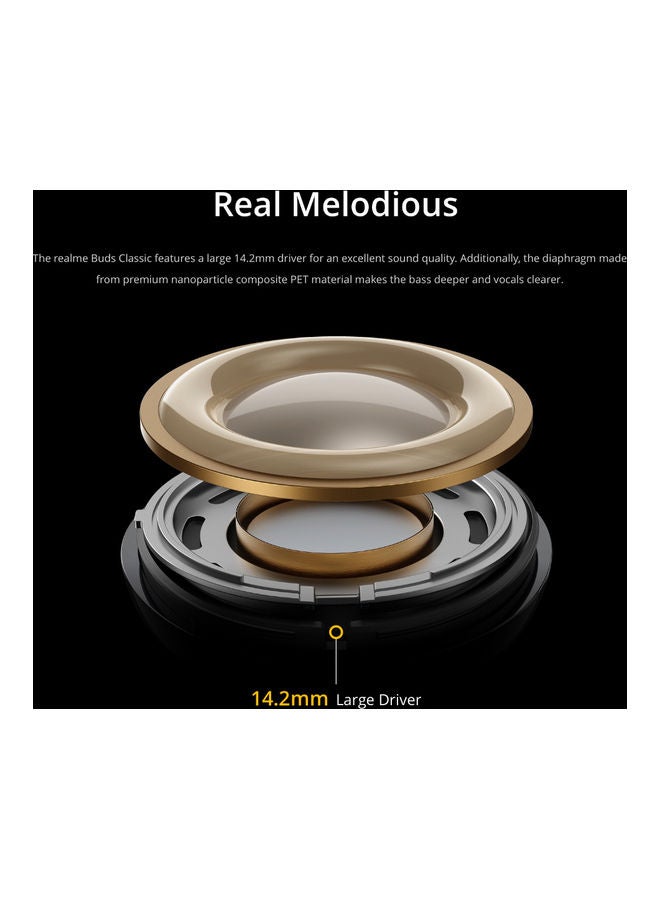 realme Classic 1.3m Wired Earbuds Black - Image 3