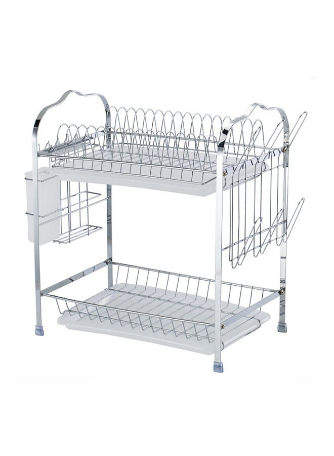 Deo King Double-Layer Kitchen Dish Rack With Cup Holder And Knife Holder Silver 1.85kg - Image 1