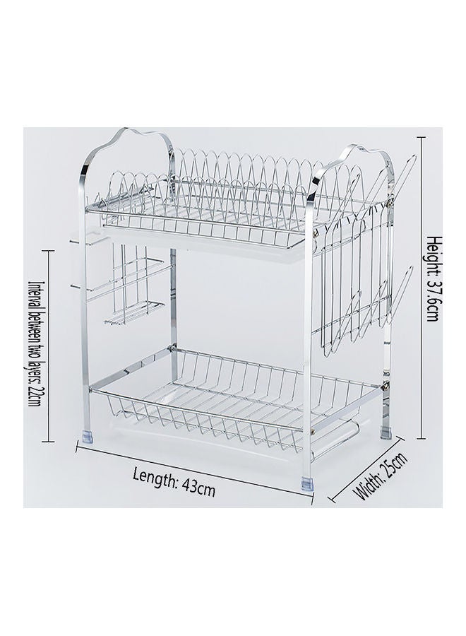 Deo King Double-Layer Kitchen Dish Rack With Cup Holder And Knife Holder Silver 1.85kg - Image 2