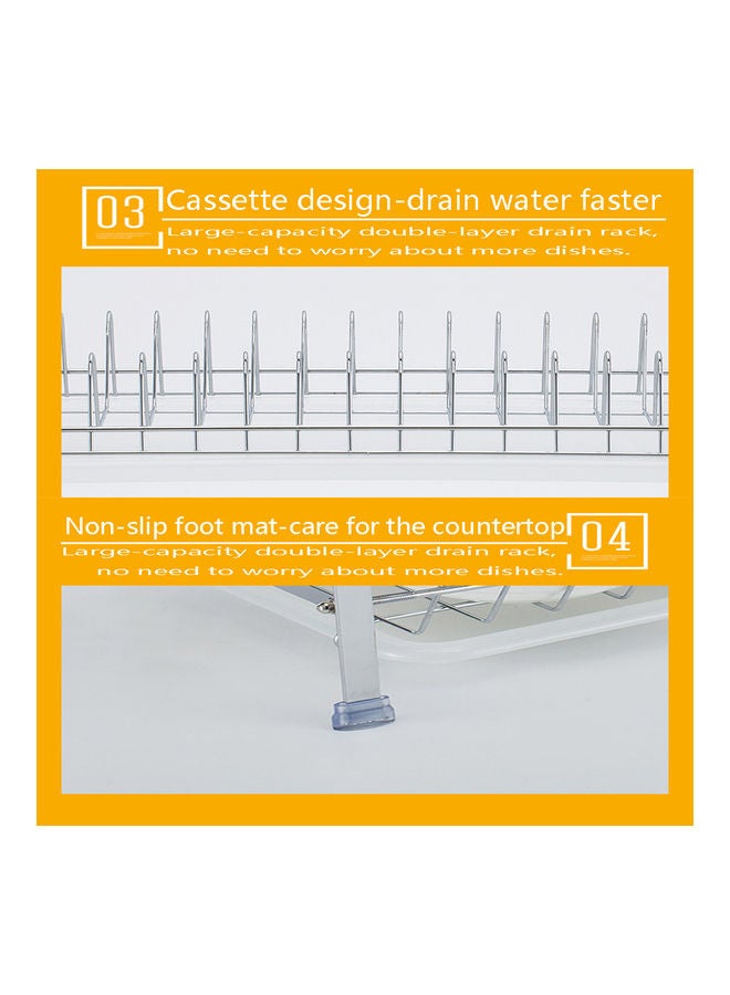 Deo King Double-Layer Kitchen Dish Rack With Cup Holder And Knife Holder Silver 1.85kg - Image 4