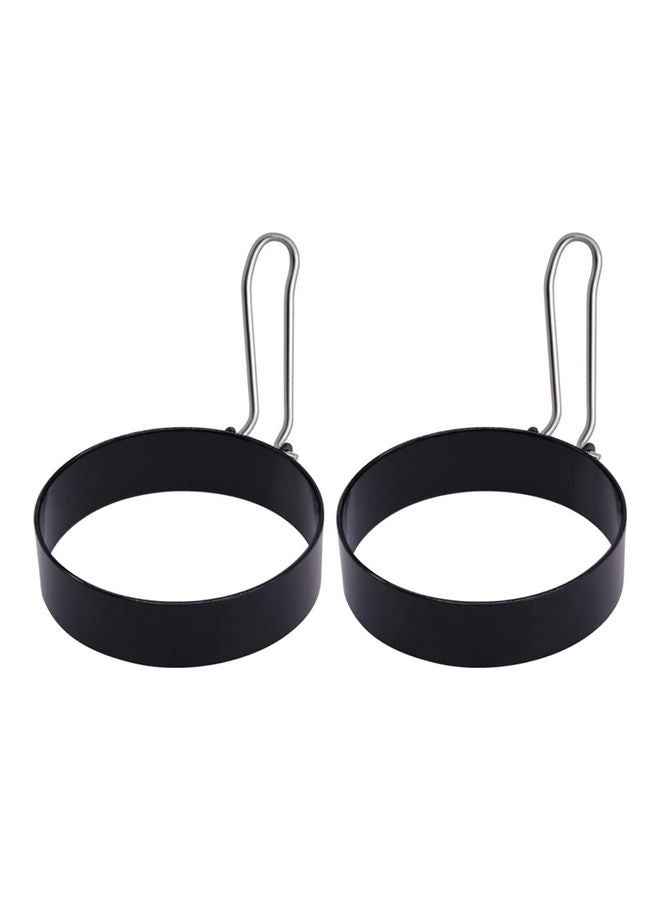 2-Piece Round Egg Cooker Ring Set Black/Silver  - Image 1