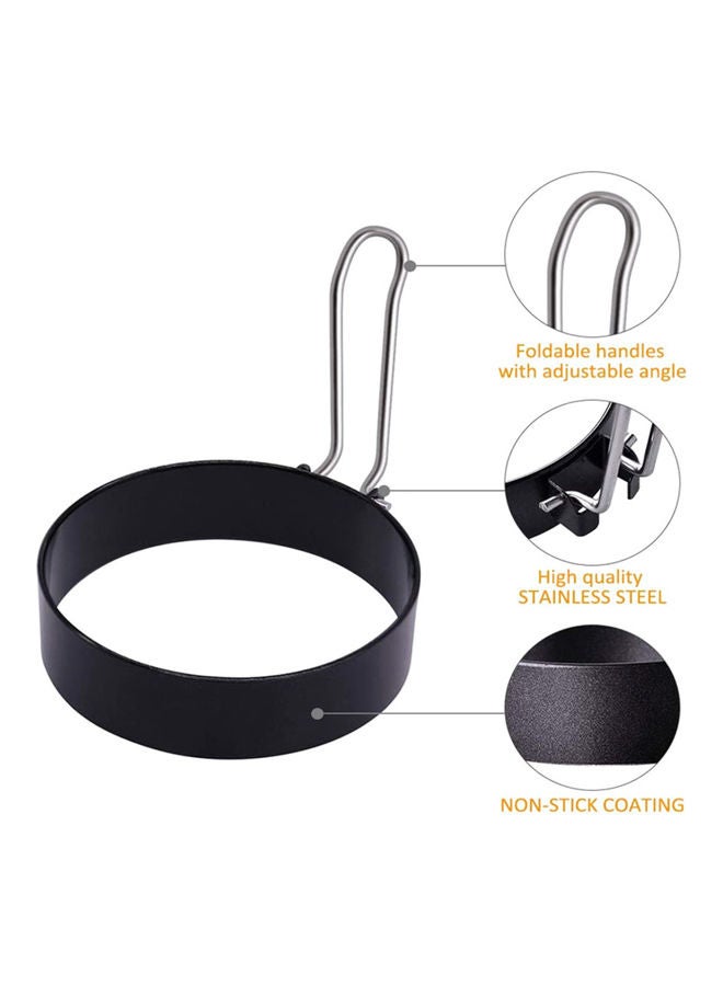 2-Piece Round Egg Cooker Ring Set Black/Silver  - Image 2