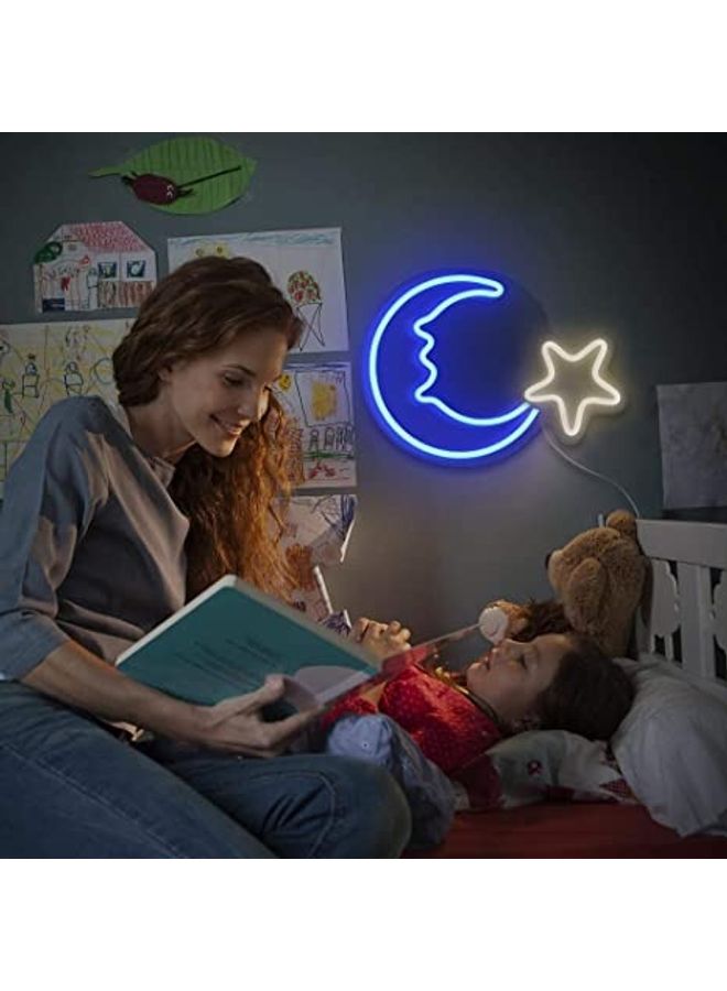 Alfa.life LED Moon Star Shaped Neon Light Blue/Yellow 38.5x29x1.8cm  - Image 5