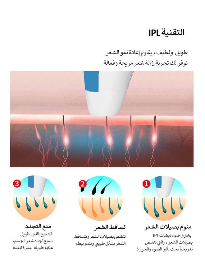 ملاي جهاز إزالة الشعر بتقنية ضوء الليزر النبضي أبيض/ أزرق - Image 3