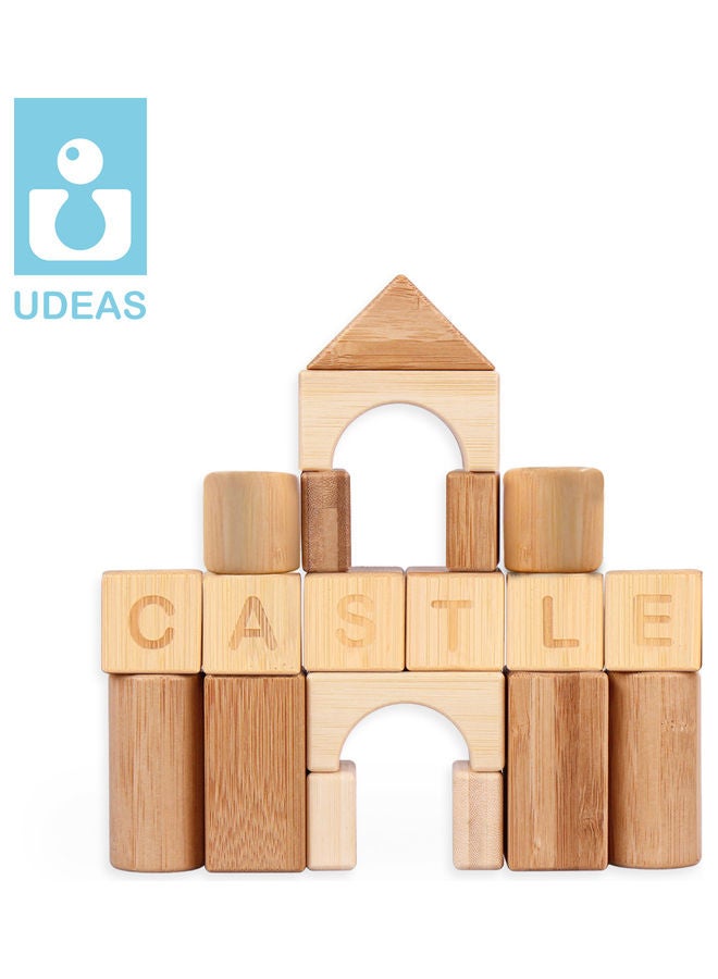 UDEAS 80-Piece Bamboo Building And Spelling Blocks One Size - Image 3