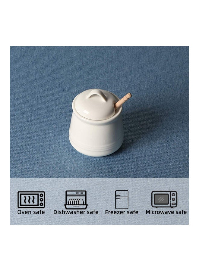 HAOTOP Ceramic Honey Pot with Lid and Honey Stick White ‎3.8 x 3.8 x 4inch  - Image 2