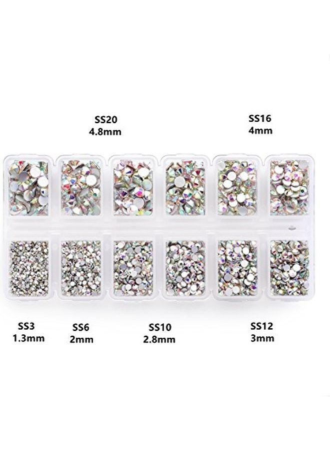 مجموعة أحجار راين كريستالية لتزيين الأظافر مكونة من 1800 قطعة متعدد الألوان - Image 4
